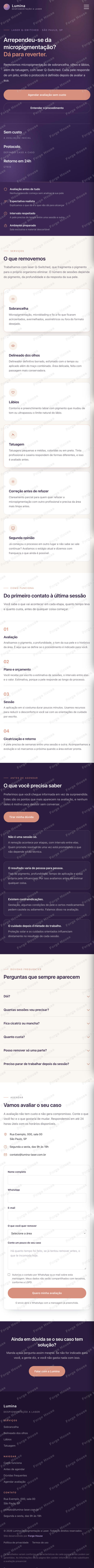 Landing page na versão para celular, do topo ao rodapé